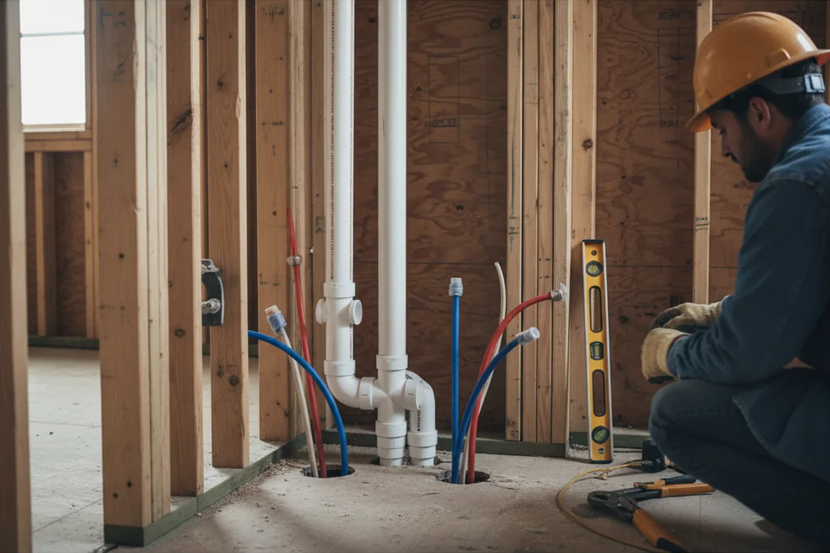 Drain and supply rough-in during Drain Cleaning in Benton